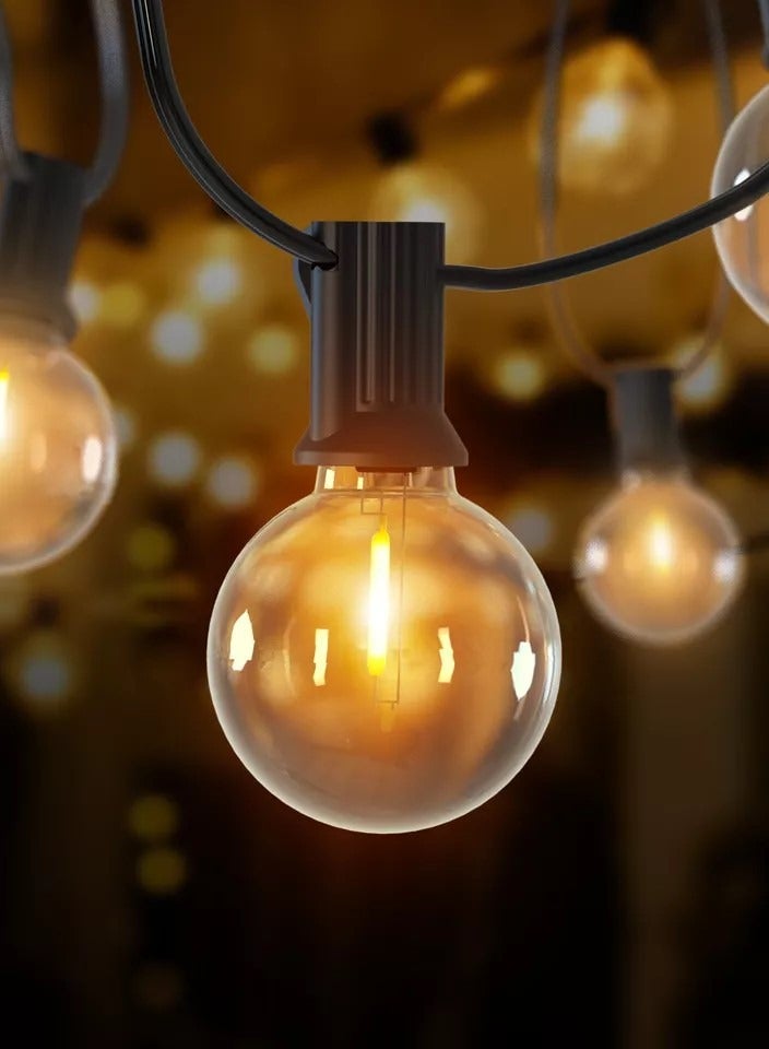 مووبزا سلسلة مصابيح LED مع 25 لمبة G40 بطول 7 متر. مانعة لتسرب الماء ودائم. مع خطافات معلقة وروابط قابلة للتمديد. أضواء زينة رمضان والعيد. - Image 4